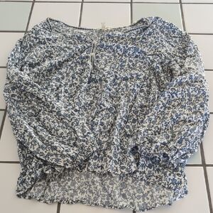 Floral Blue and White Women's Top